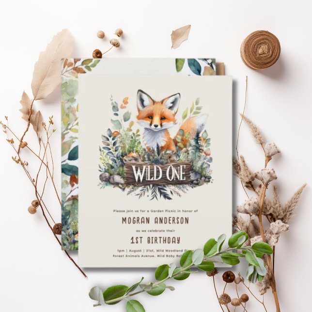 Papier Un renard sauvage Bébé Bois Animaux 1er anniversai (Créateur téléchargé)