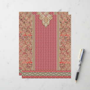 Papier un tapis rouge et beige à la bordure en or