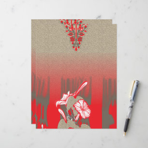 Papier une écharpe rouge et beige avec une image d'une fe