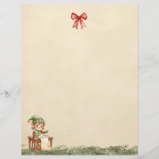 Papier Une lettre de l'elfe de Noël (feuille simple)