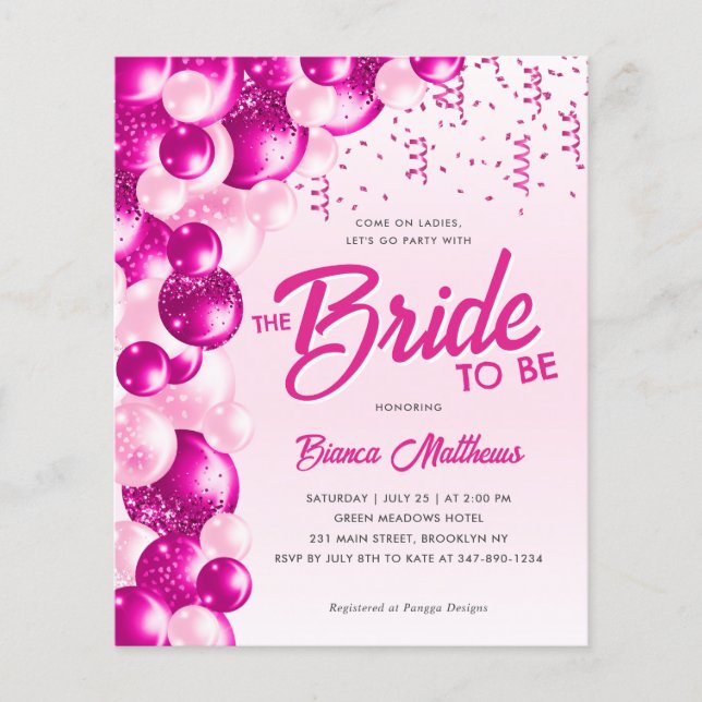 Papier Une mariée à ballons roses chaudes pour être Fête  (Devant)