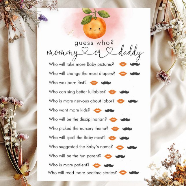 Papier Une Petite Cutie Orange Clementine "Guess Who" Jeu (Créateur téléchargé)