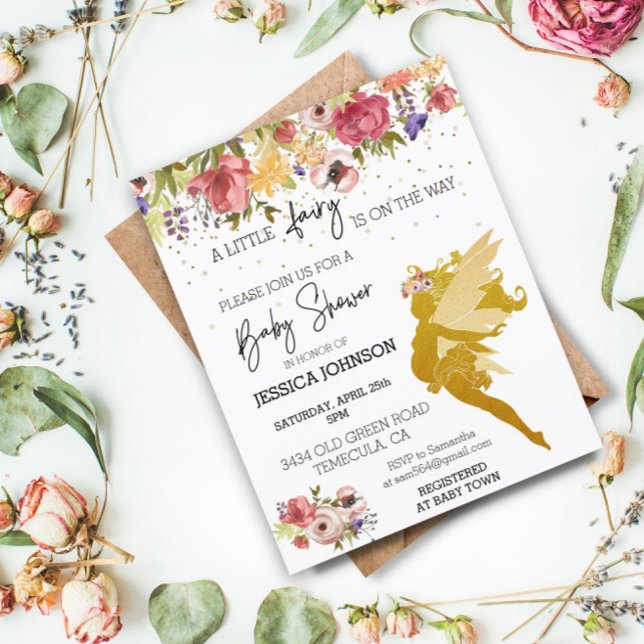 Papier Une petite fée est sur le chemin Baby shower Gold  (Créateur téléchargé)