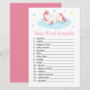 Papier Unicorn Baby mot scramble jeu
