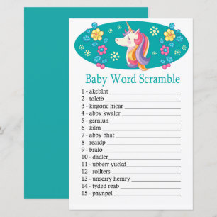 Papier Unicorn Baby mot scramble jeu