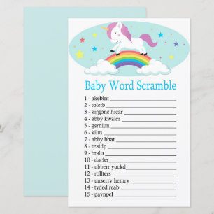 Papier Unicorn Baby mot scramble jeu