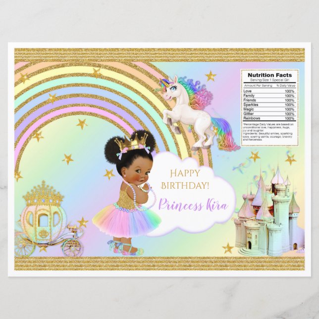 Papier Unicorn Princess Castle Rainbow Baby Girl Chip Sac (Devant)