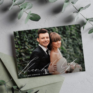 Papier unique stylish script thank you card