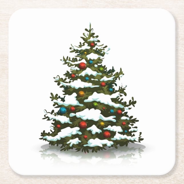 PAPIER UNTERSETZER: CHRISTMAS TREM RECHTECKIGER PAPPUNTERSETZER (Vorderseite)