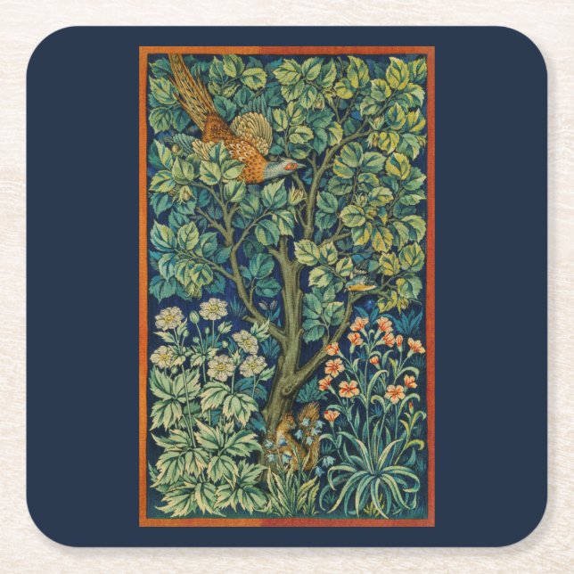 PAPIER UNTERSETZER MIT WILLIAM MORRIS PHEASANT DES (Vorderseite)