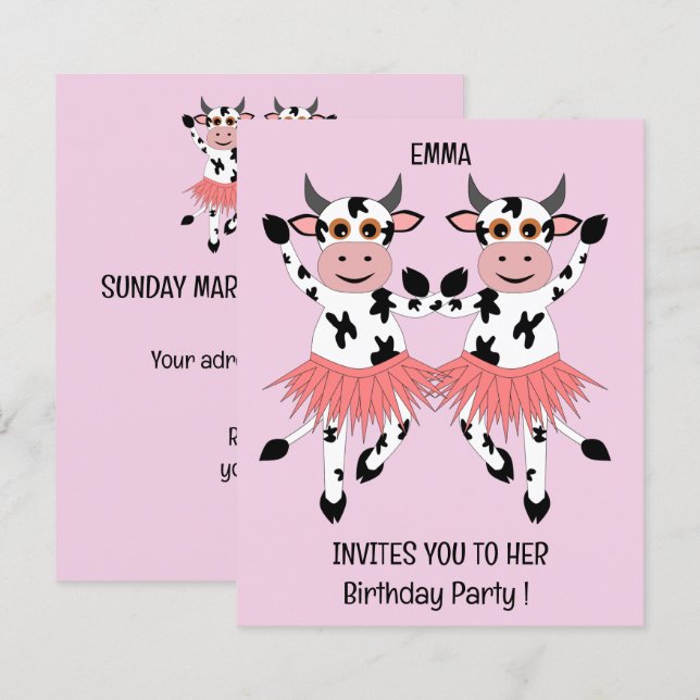 Papier Vaches dansantes mignonnes et amusantes - annivers (Devant / Derrière)