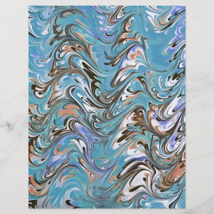 Papier Vagues en bleu Peinture abstraite en acrylique ver