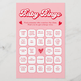 Papier Valentine Baby Shower Find the Guest Bingo Game