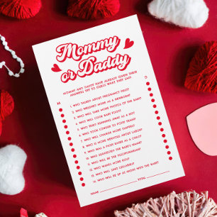 Papier Valentine Baby shower Game Guards maman ou papa