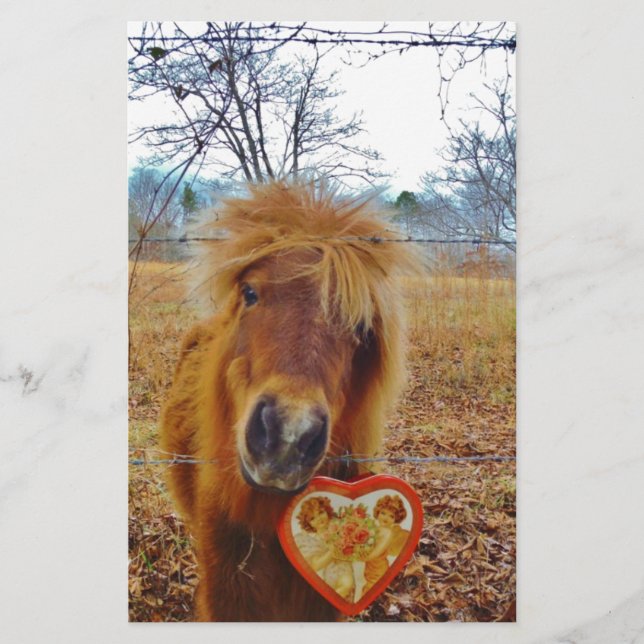 Papier Valentine Heart Miniature Brown Horse (Devant)