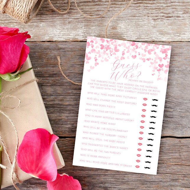 Papier Valentine's Day Baby Shower Guess Who Game (Créateur téléchargé)
