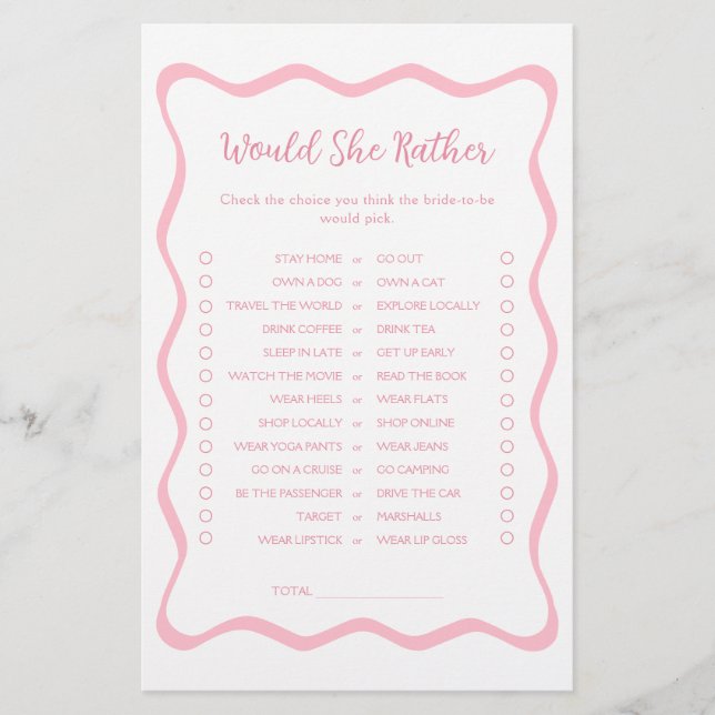 Papier Vave Fête des mariées Rose Voudrait-Elle Plutôt Jo (Devant)