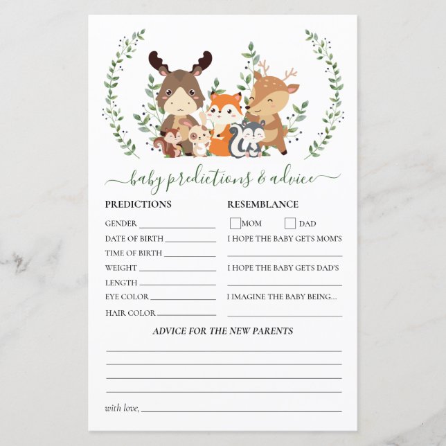 Papier Végétation boisée Animaux Bébés Prédictions et con (Devant)