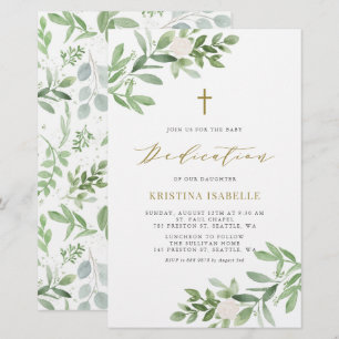 Papier Végétation et Florales Baby Dedication Invitation