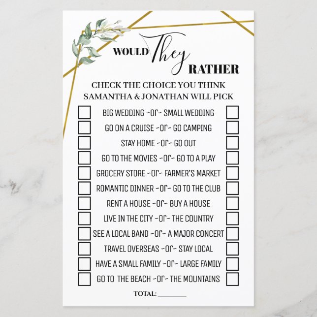 Papier Végétation Préféreraient-ils un jeu de douche bili (Devant)