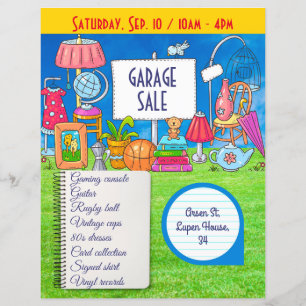Papier Vente de garage personnalisable, vente de cour inv