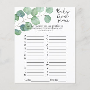 Papier Verdure - Baby Item Jeu. Jeu baby shower