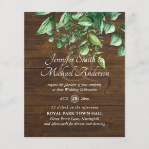 Papier Verdure botanique Budget Faire-part de mariage ver