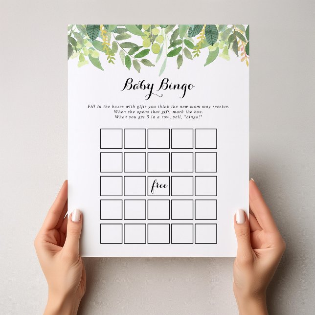 Papier Verdure Botanique Foliage Baby Bingo Douche Jeu (Créateur téléchargé)