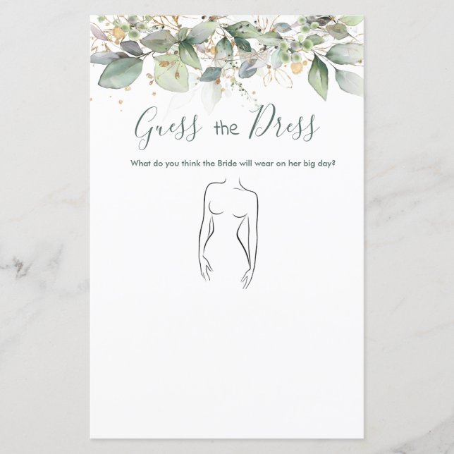 Papier Verdure Devine La Fête des mariées Robe Jeu (Devant)