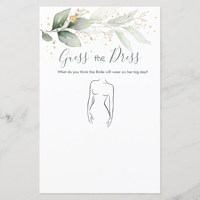 Papier Verdure Devine La Fête des mariées Robe Jeu (Devant)