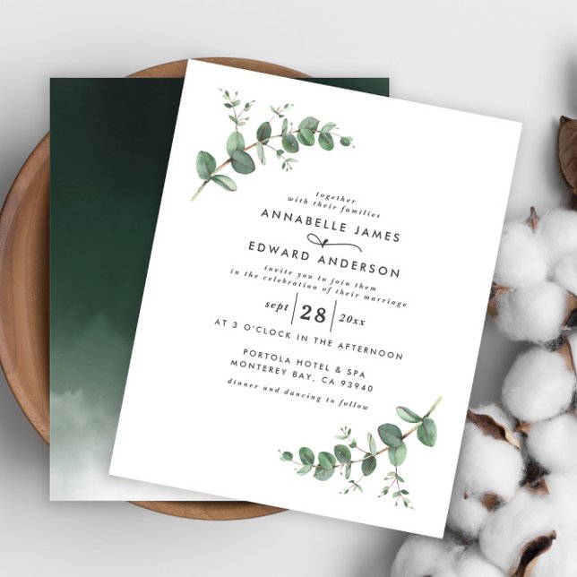 Papier Verdure mariage Eucalyptus aquarelle botanique (Créateur téléchargé)