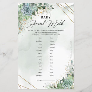 Papier Verdure succulents cadre or Baby Animal Match