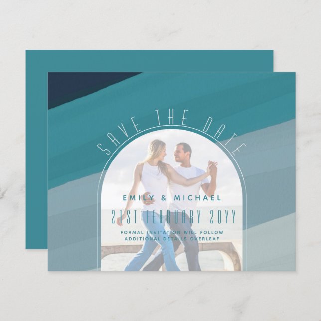 Papier Verre de mer moderne Océan Peacock Bleu Mariage Tu (Devant / Derrière)