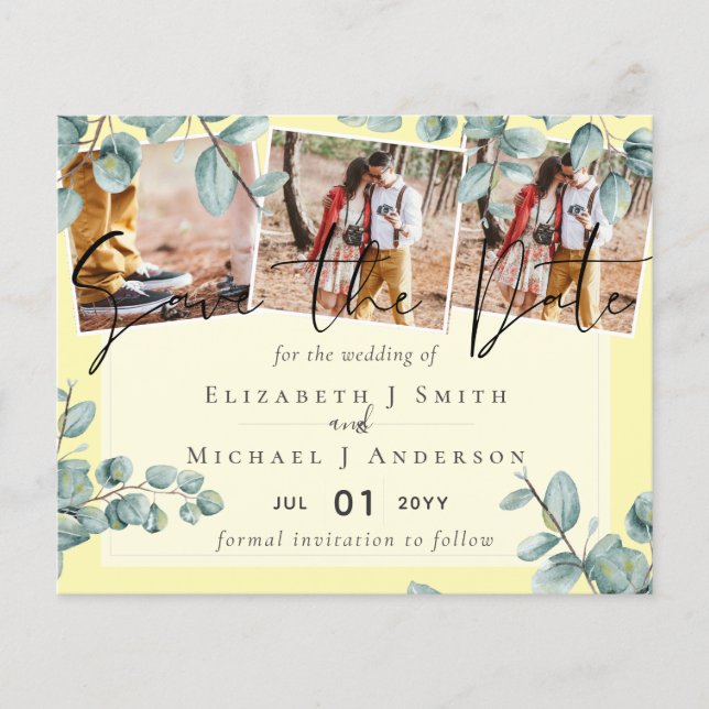 Papier Vert Eucalyptus Lilac Citron gris Mariage (Devant)