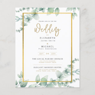 Papier Vert Faire-part de mariage Eucalyptus Or blanc