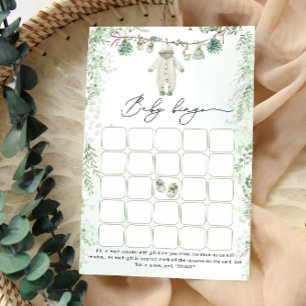 Papier Vêtements bébé Boho Sage Green Baby Bingo Jeu