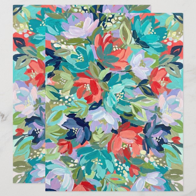 Papier Vibrant Garden Symphony Scrapbook Paper (Devant / Derrière)