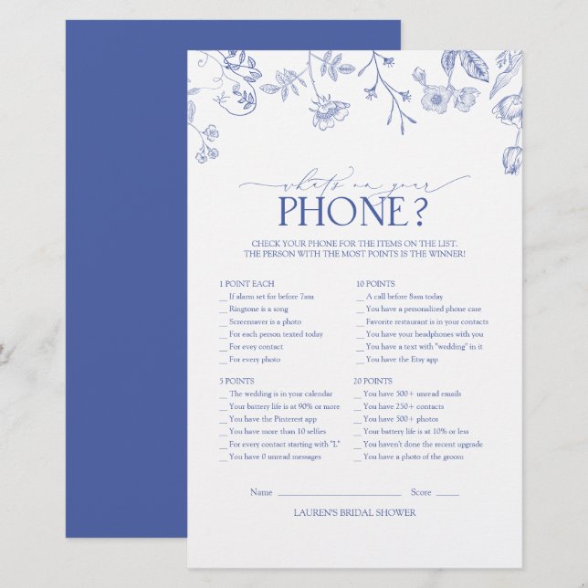 Papier Victorian French Blue & White Fête des mariées Jeu (Devant / Derrière)