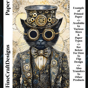 Papier Victorian Steampunk Black Cat AB6 Scrapbook Paper