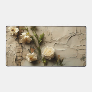 Papier Vieilli avec Motif de Fleurs Rustiques Blan