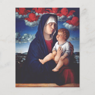 Papier Vierge Marie avec Bébé Jésus et les chérubins roug