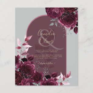 Papier Vin Bourgogne Rose Gold Texte Mariage INVITE