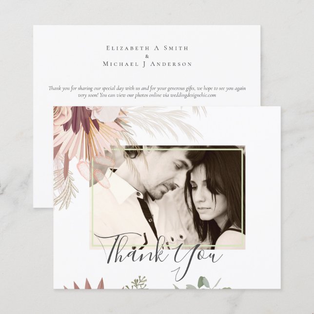 Papier Vin de Bourgogne Pampas Grass Mariage Tropical (Devant / Derrière)