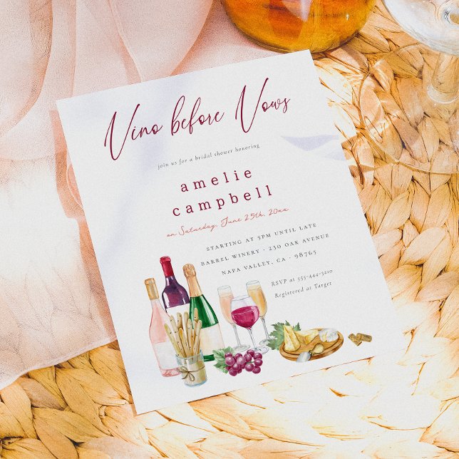 Papier Vino Before Vows Budget Enterrement de Fiançailles (Card Front Mock-up)