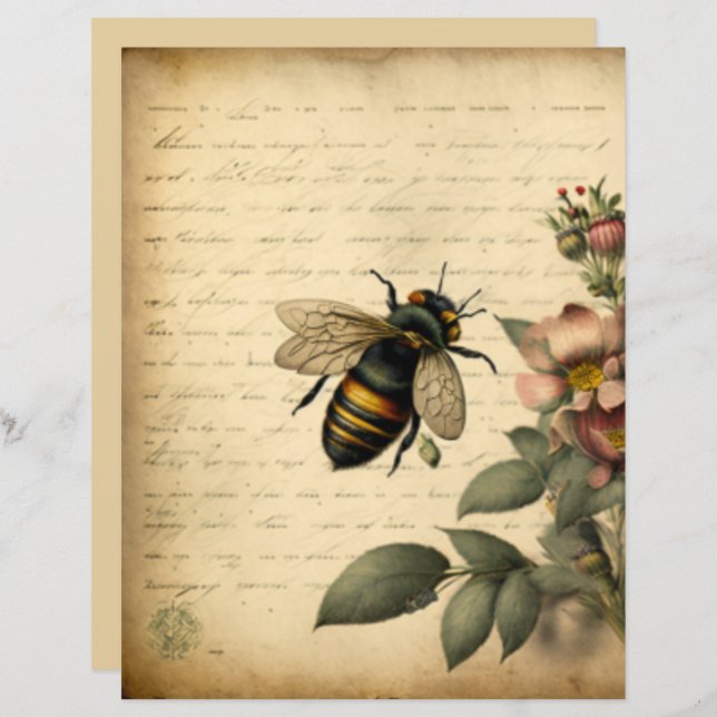 Papier Vintage abeille à miel (Devant / Derrière)