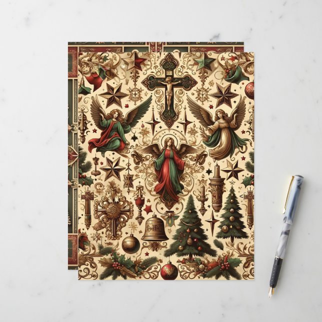 Papier vintage Christian Christmas Scrapbook (Devant/Arrière en situation)