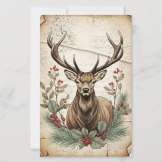 Papier Vintage Christmas Deer Decoupage Art