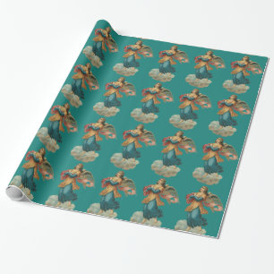 Papier vintage d'emballage cadeau d'ange