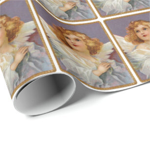 Papier vintage d'emballage cadeau d'ange