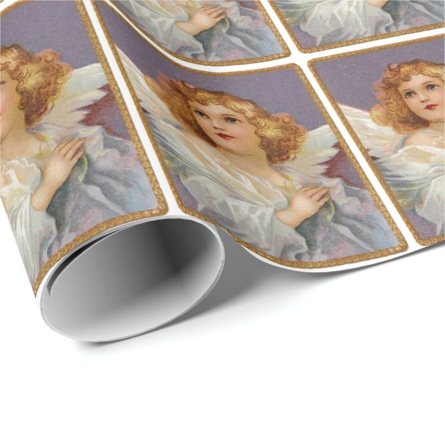 Papier vintage d'emballage cadeau d'ange (Coin rond)